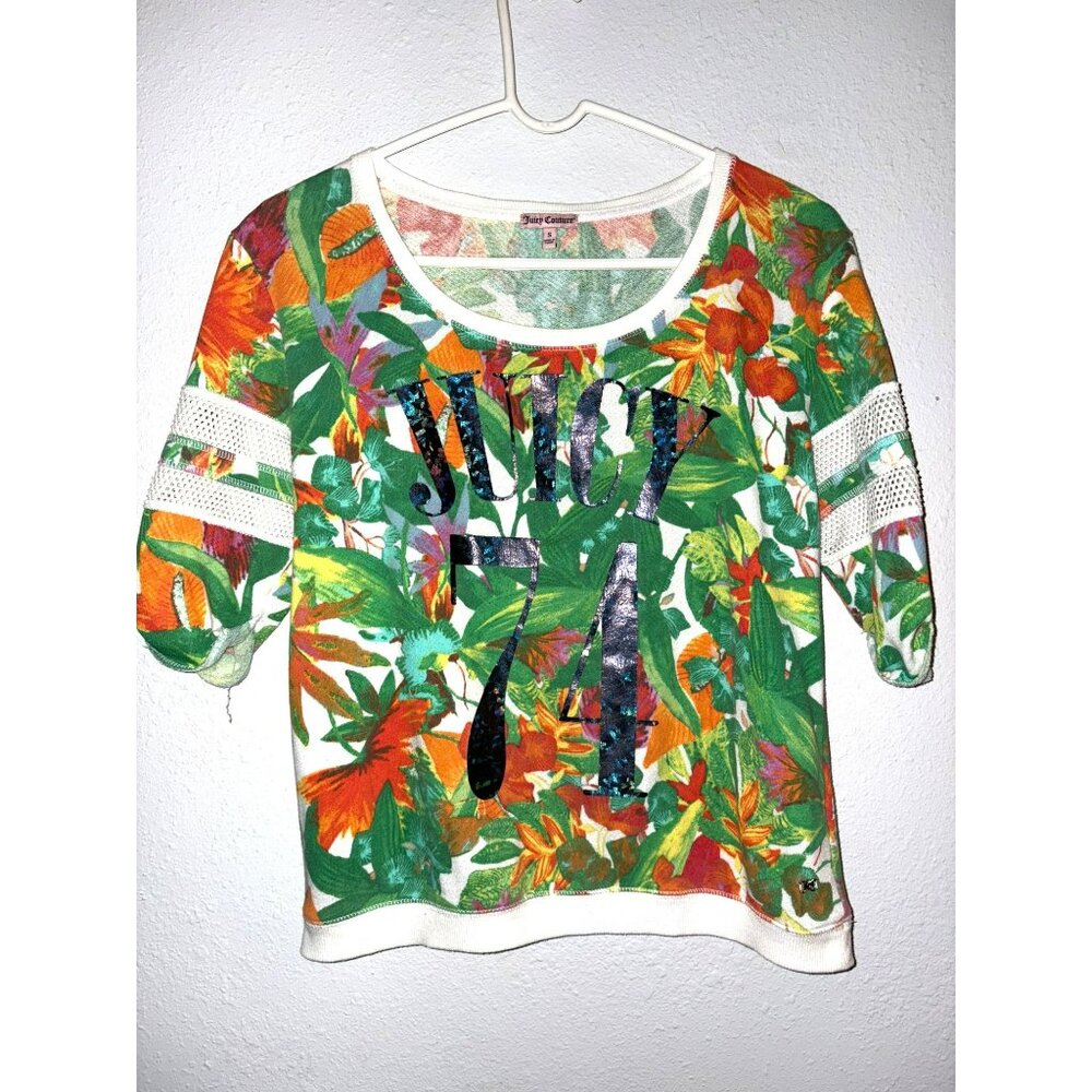 Juicy Couture Y2K Short Sleeve Tropical Top Size S